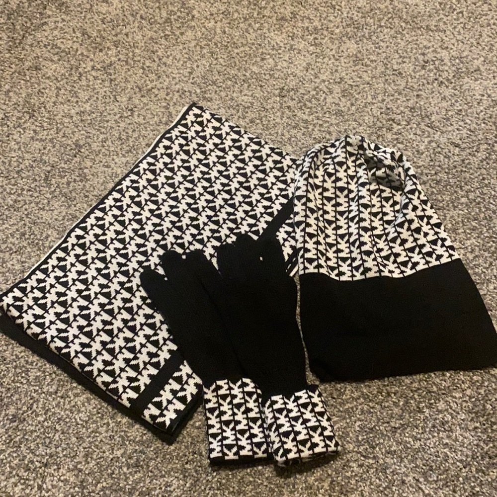 Michael Kors scarf, gloves and beanie set